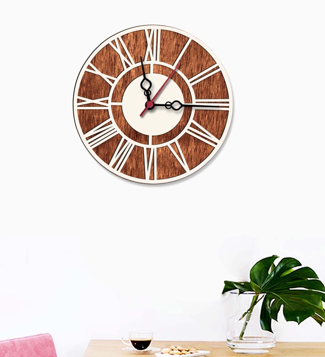 Buy White Engineered Wood Analog Wall Clock By WallMantra Online