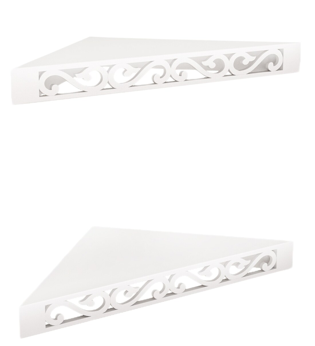 Buy Engineered Wood Corner Wall Shelves in White Colour by Home Sparkle Online Corner Wall