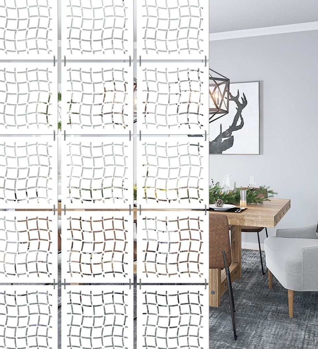 Buy White Engineered Wood Set of 12 Blocks Hanging Screen & Dividers by