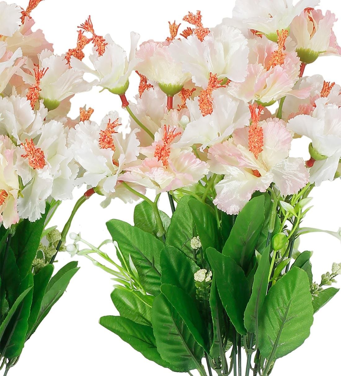 Buy White Fabric Habicicus Artificial Flower, Set Of 2 By Fourwalls