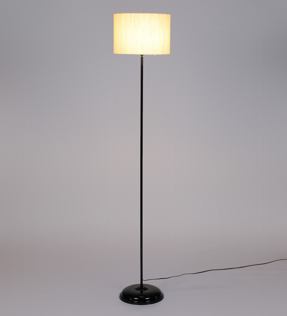 Buy White Fabric Shade Floor Lamp With Black Base By Tu Casa Online ...