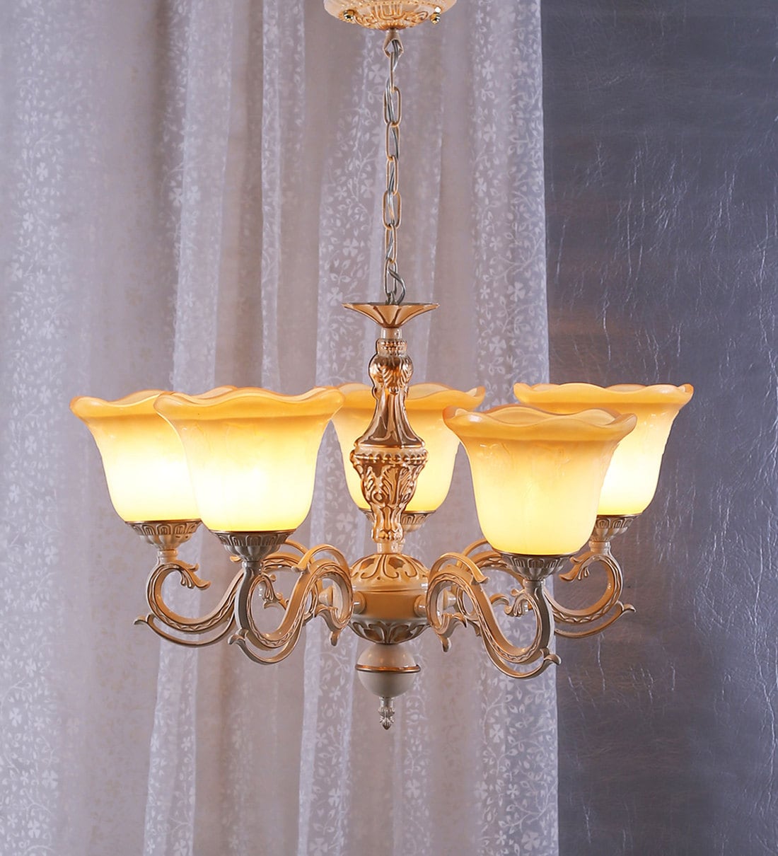 Buy White Glass Chandelier by Aesthetic Home Solutions Online - Sputnik ...