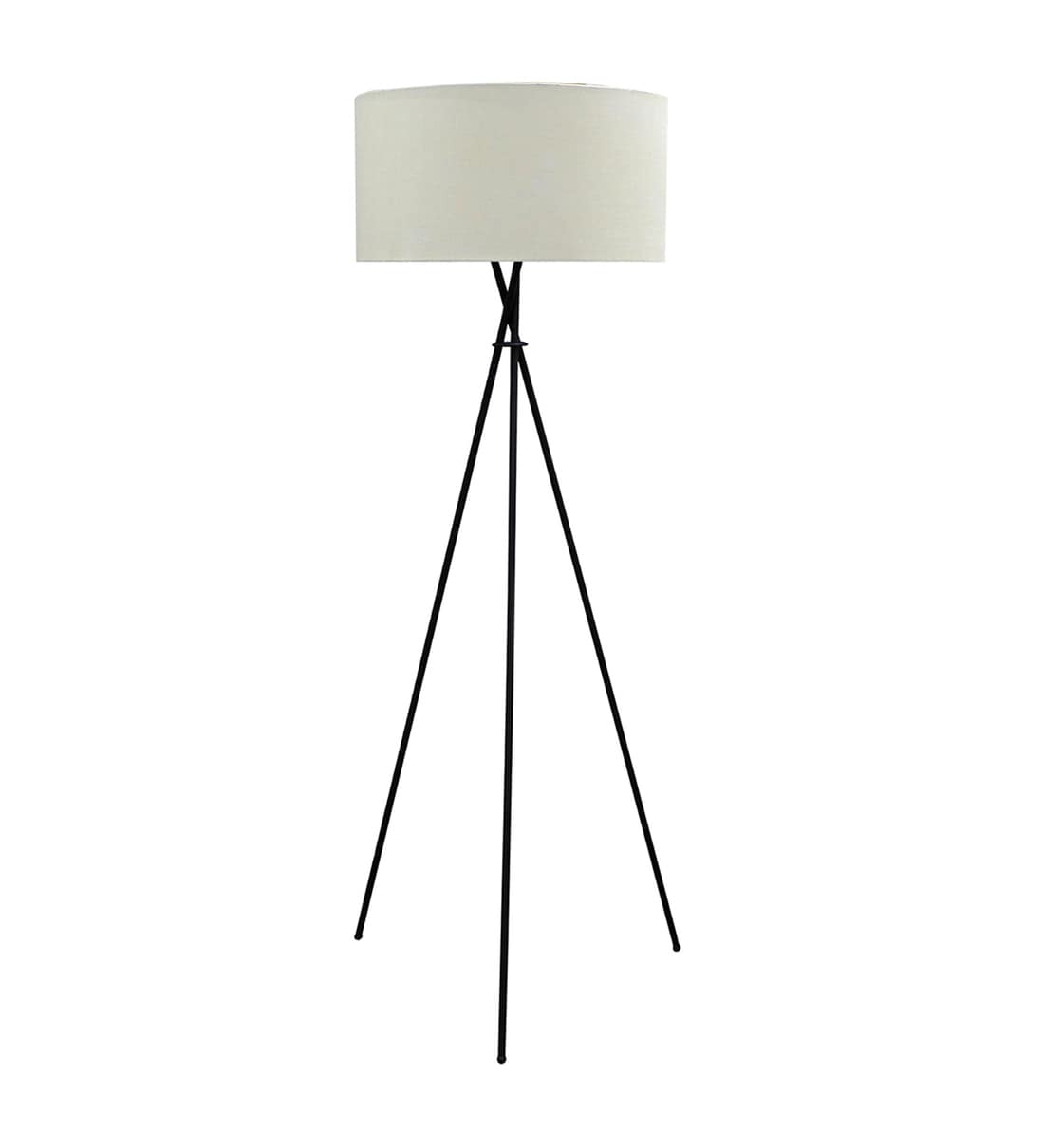 Buy White Fabric Shade Tripod Floor Lamp With Metal Base By Craftter ...