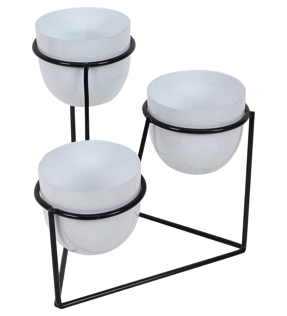 Buy White Iron Desk Pot with Triangle Shape Planter Stand by Amaya ...