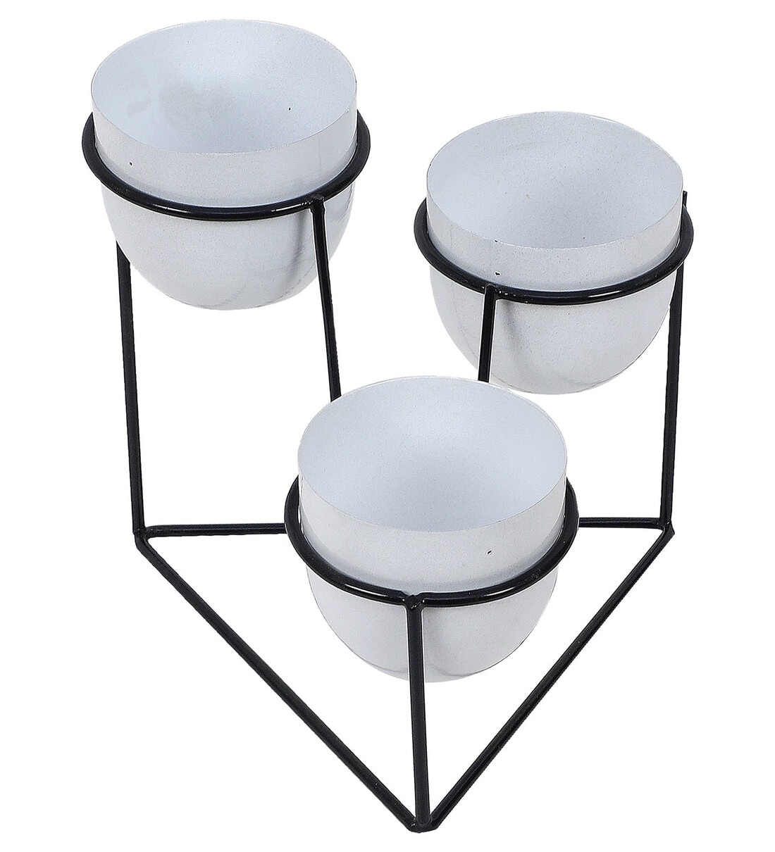 Buy White Iron Desk Pot with Triangle Shape Planter Stand by Amaya ...