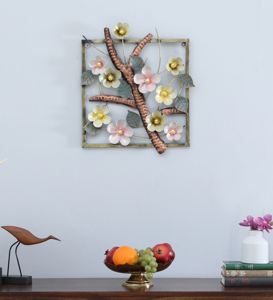 Buy White Iron Flower Penal Wall Art at 16% OFF by Malik Design | Pepperfry