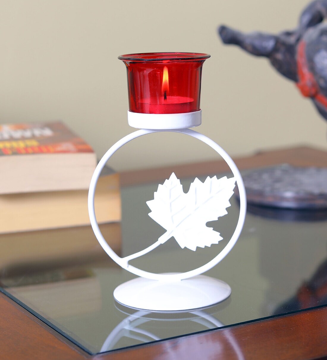 Buy White Iron Table Candle Holder Set of 1 Piece by Hosley Online