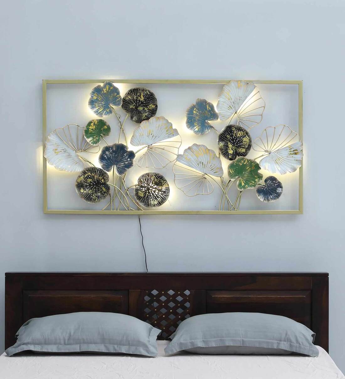 Buy White Iron Water Lilly Frame Metal Wall Art at 11 OFF by