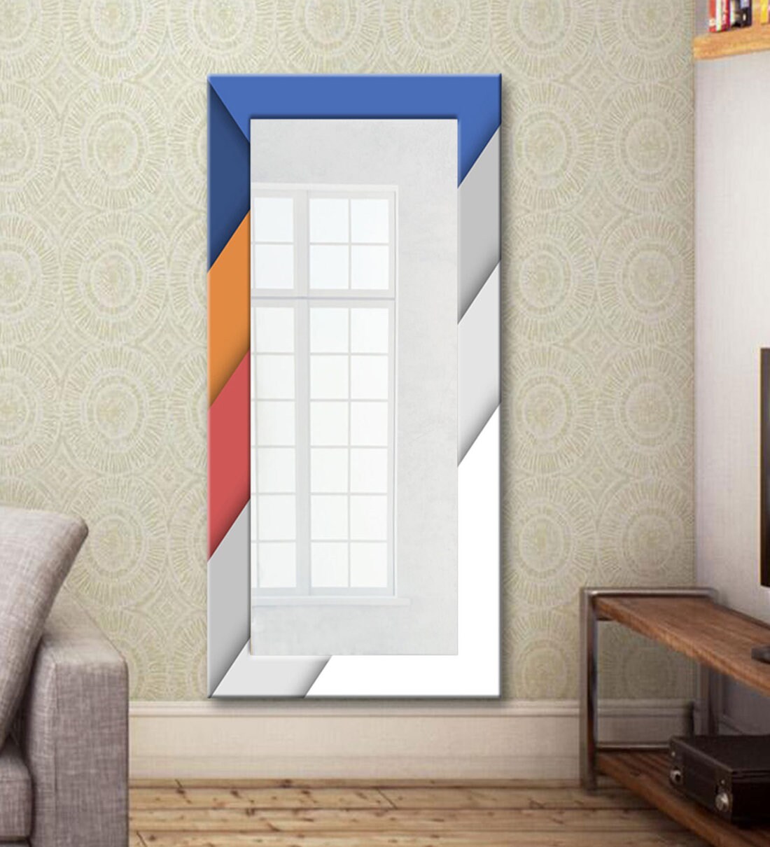 Buy Engineered Wood Full Length Mirror in White colour by 999Store