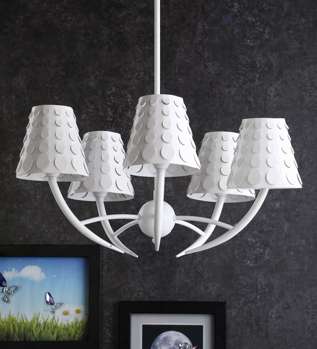 Buy White Metal Chandelier by Stello Online - Sputnik Chandeliers ...