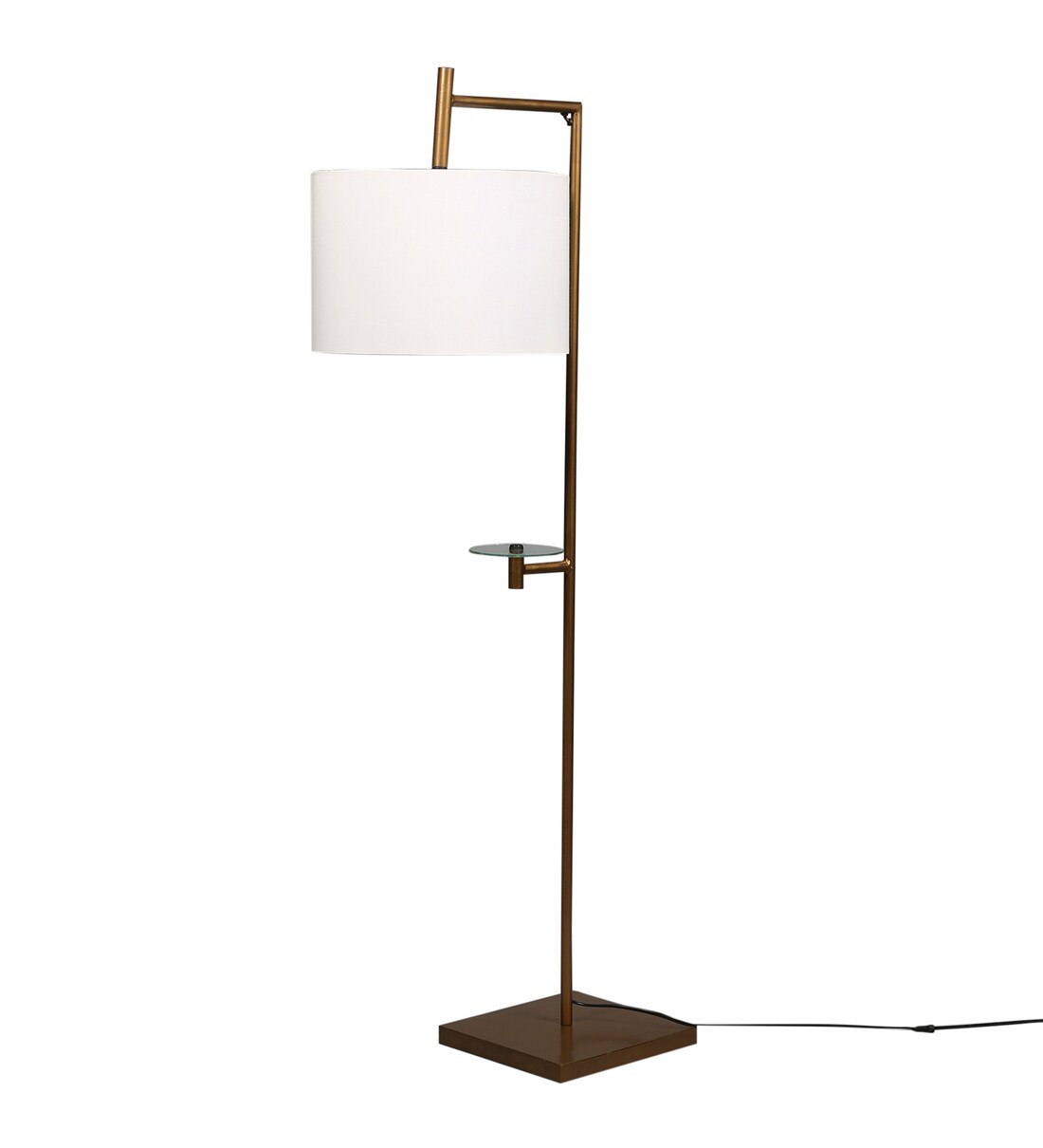 Buy White Fabric Shade Floor Lamp with Gold Metal Base By Lal10