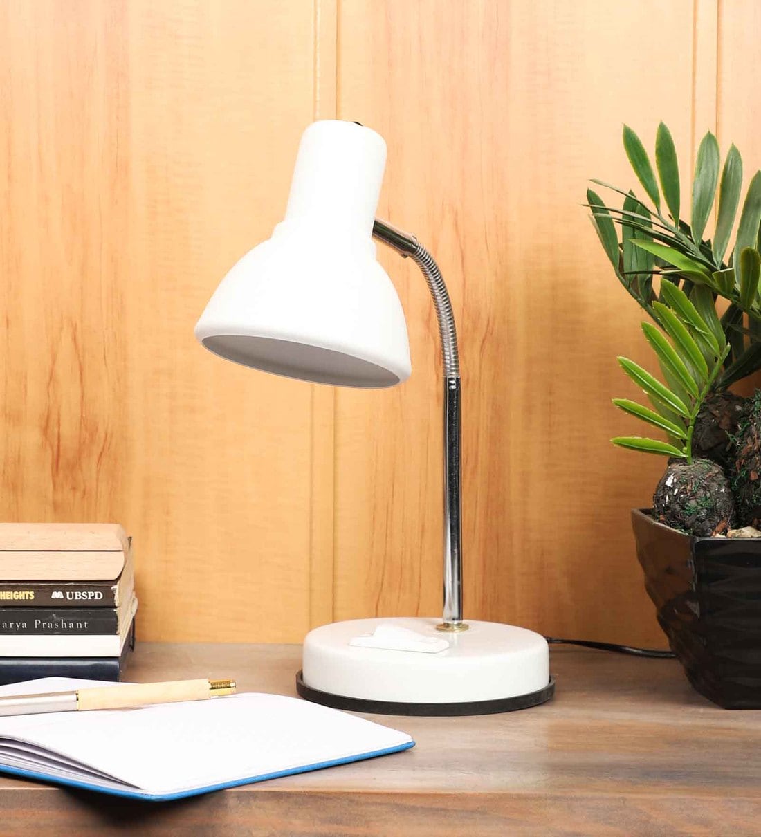 Buy White Metal Shade Study Lamp With White Base By Brightdaisy Online ...
