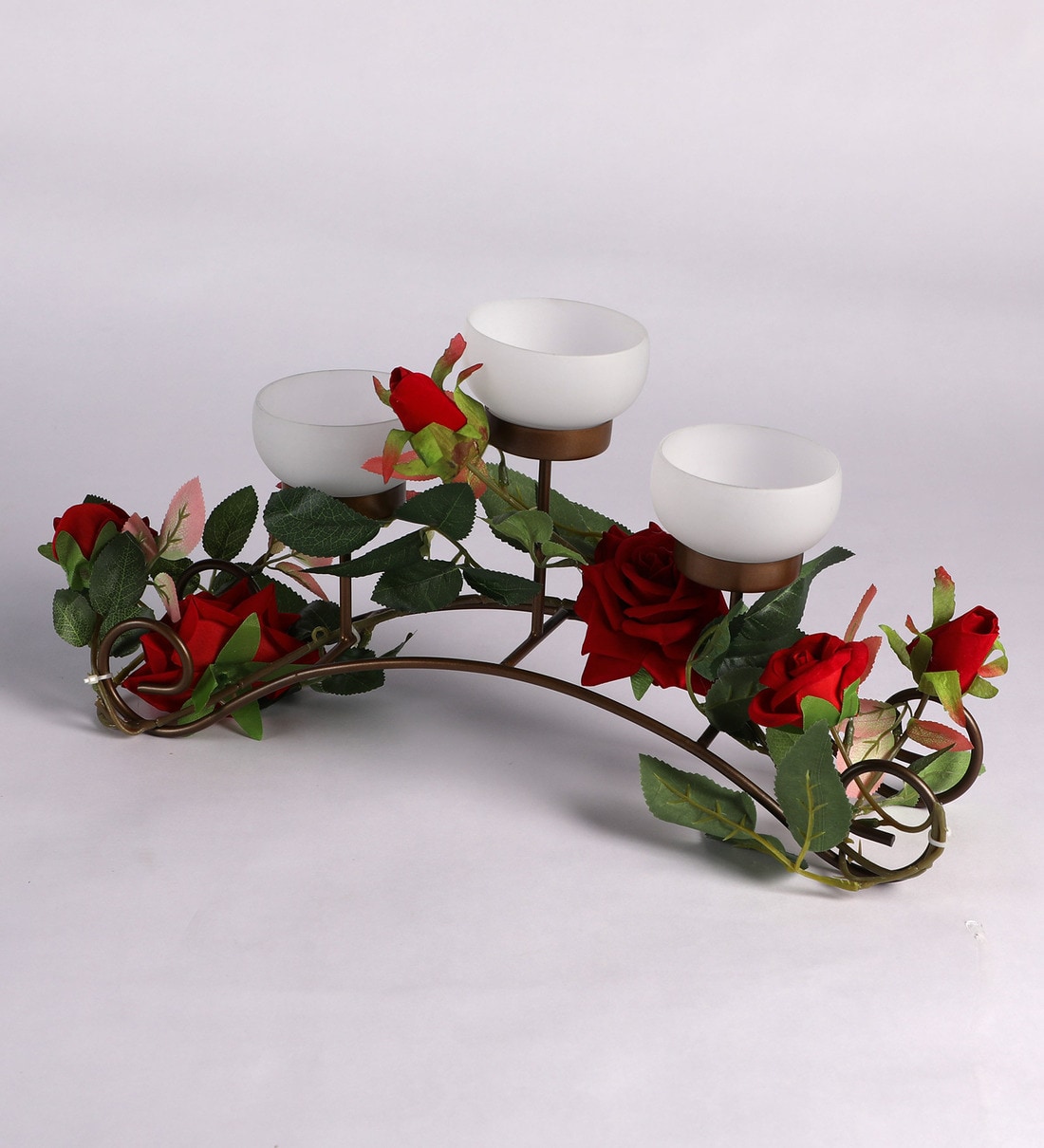 Buy White Metal Table Tea Light Holder by Dhatvi Online Table Tea