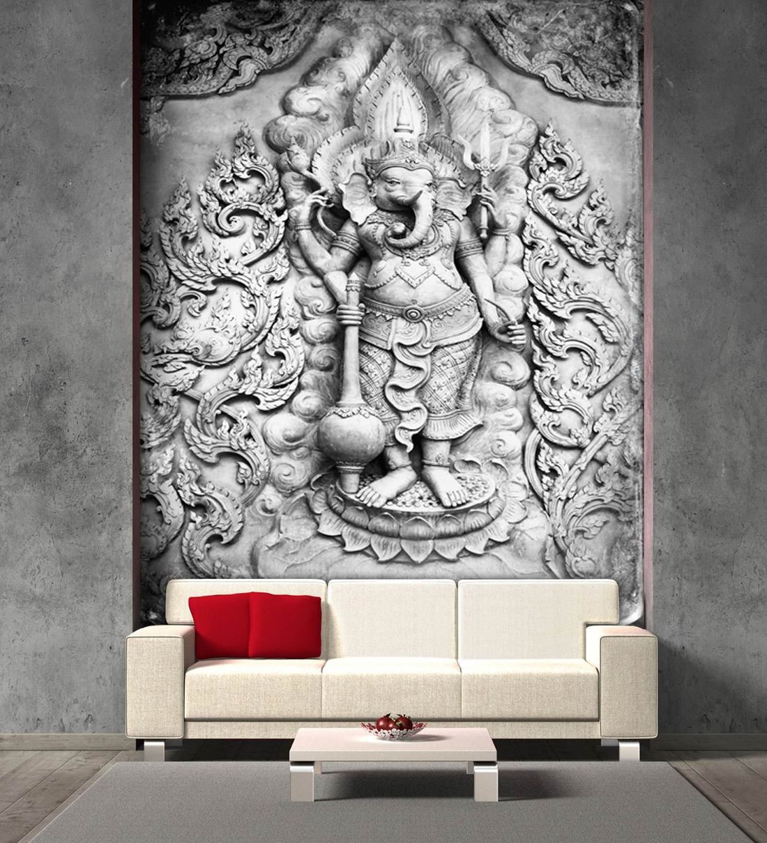 Buy White Non Wooven Paper 3D Lord Ganesha Mural Wallpaper by 999Store  Online - 3D Wallpapers - Furnishings - Home Decor - Pepperfry Product