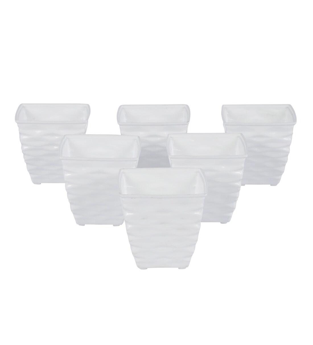 Buy White Plastic Planter Set Of 6 By Meded Online Desk Pots Pots