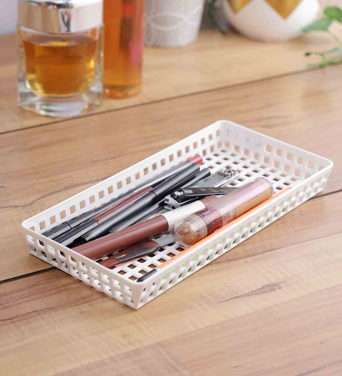 Buy White Plastic Small Slim Basket Desk Organizers at 52 OFF by Lock