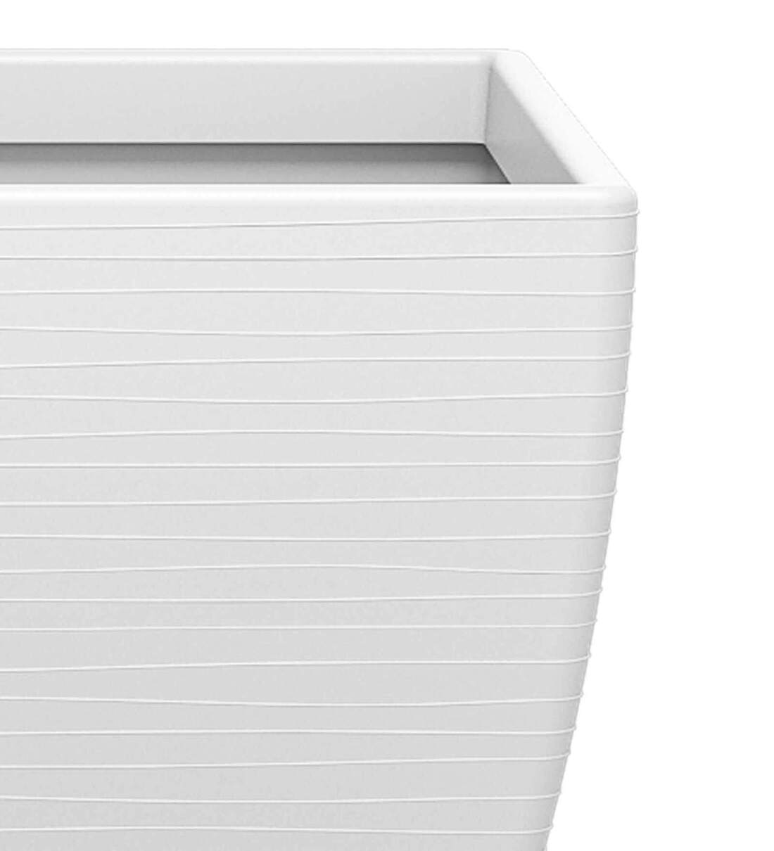 Buy White Polymer Fabi Wide Floor Planter by Planters Online Floor