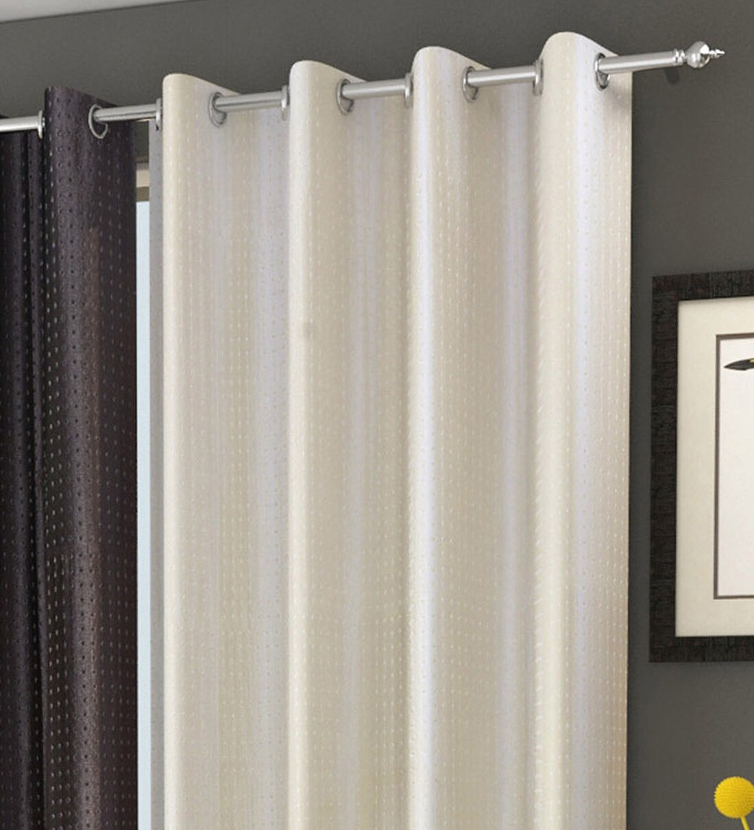 Buy Polyester Semisheer 7 Feet Eyelet Set Of 3 Curtains By Sheen Decor Online Solid Colour Curtains And Drapes Curtains And Drapes Furnishings Pepperfry Product
