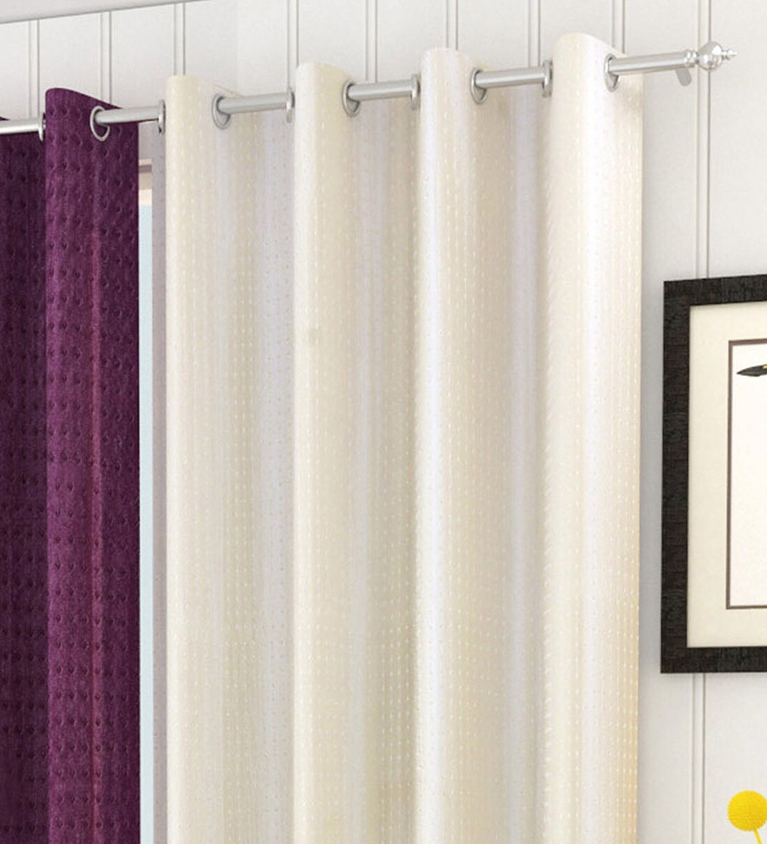 Buy Polyester Semisheer 7 Feet Eyelet Set Of 3 Curtains By Sheen Decor Online Solid Colour Curtains And Drapes Curtains And Drapes Furnishings Pepperfry Product