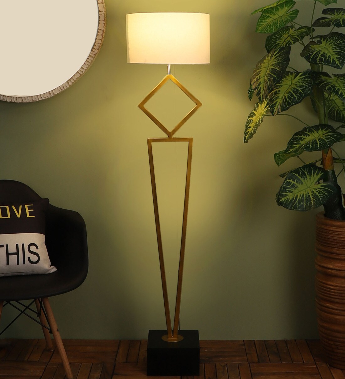 Buy White Shade Floor Lamp With Mango Wood Base By The Lighting Hub Online Club Floor Lamps