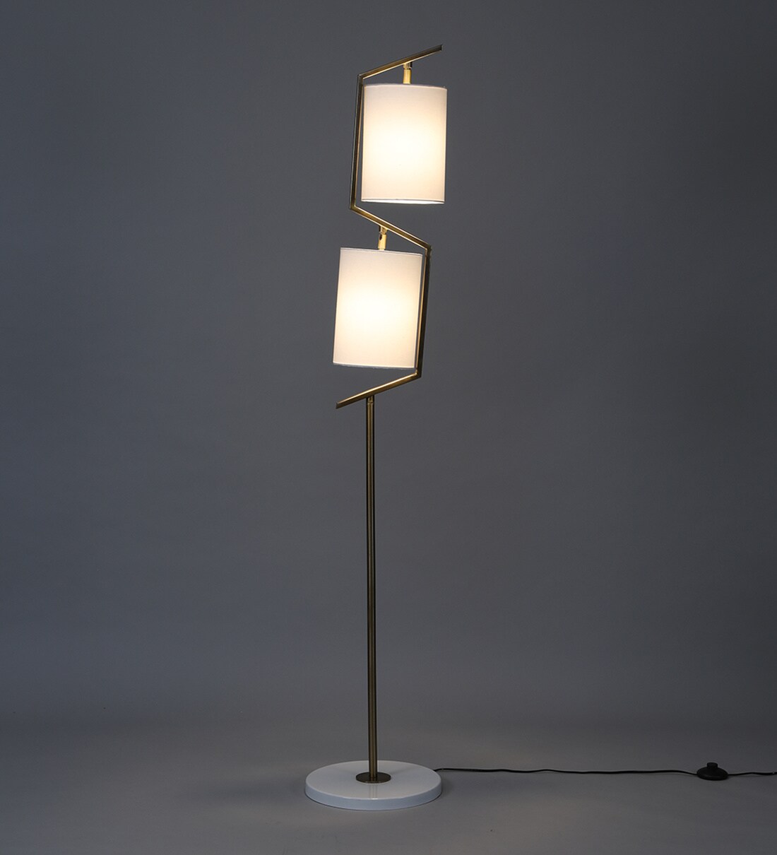 Buy White Shade Floor Lamp With Metal Base By Sapphire Online