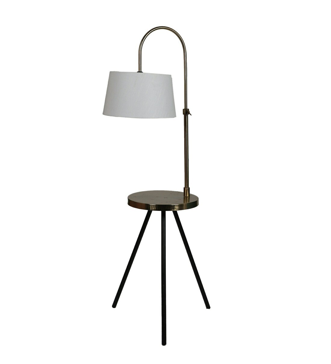 Buy White Shade Floor Lamp With Metal Base By Forever Lights Online