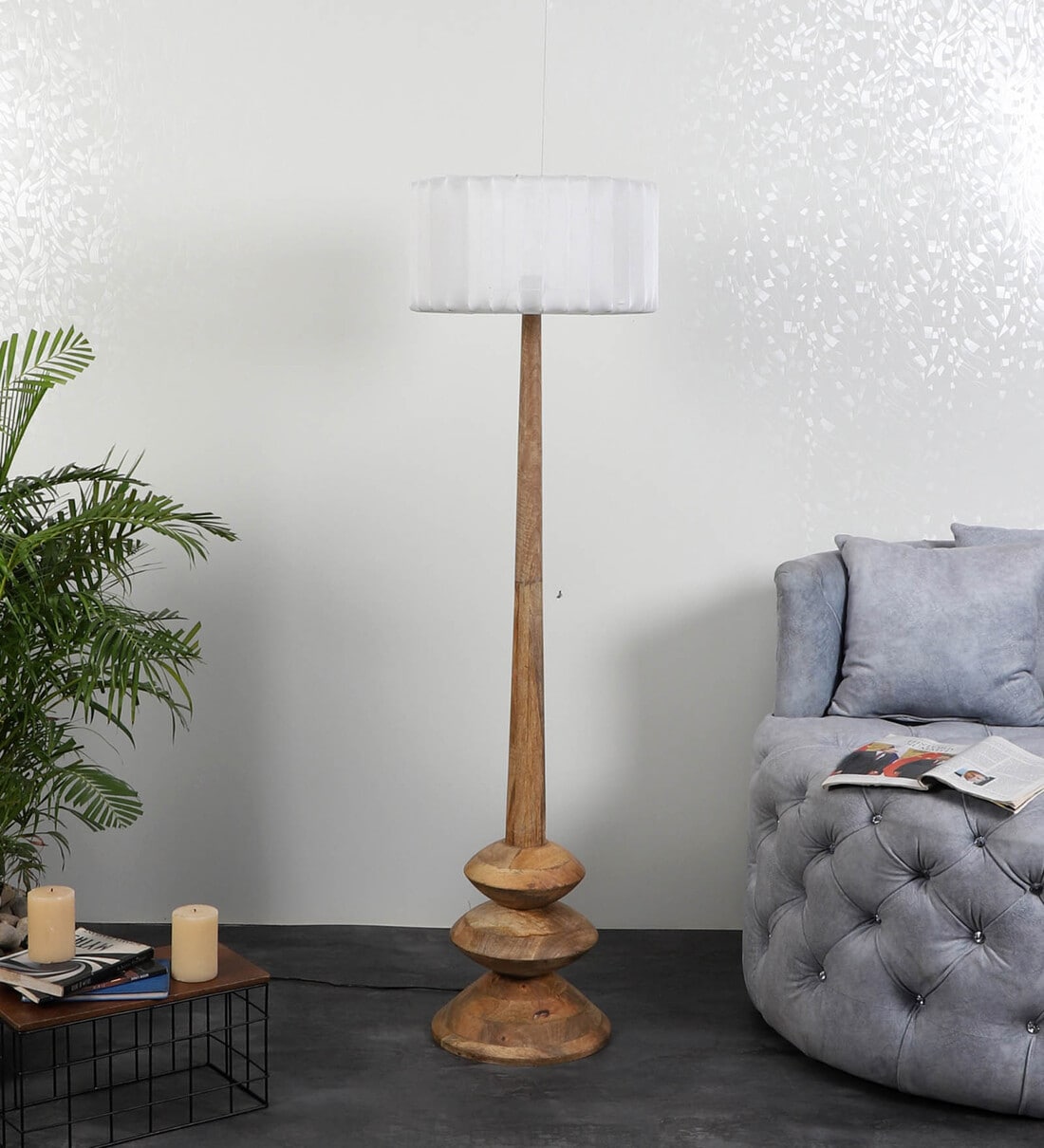 Chunky wood floor sales lamp