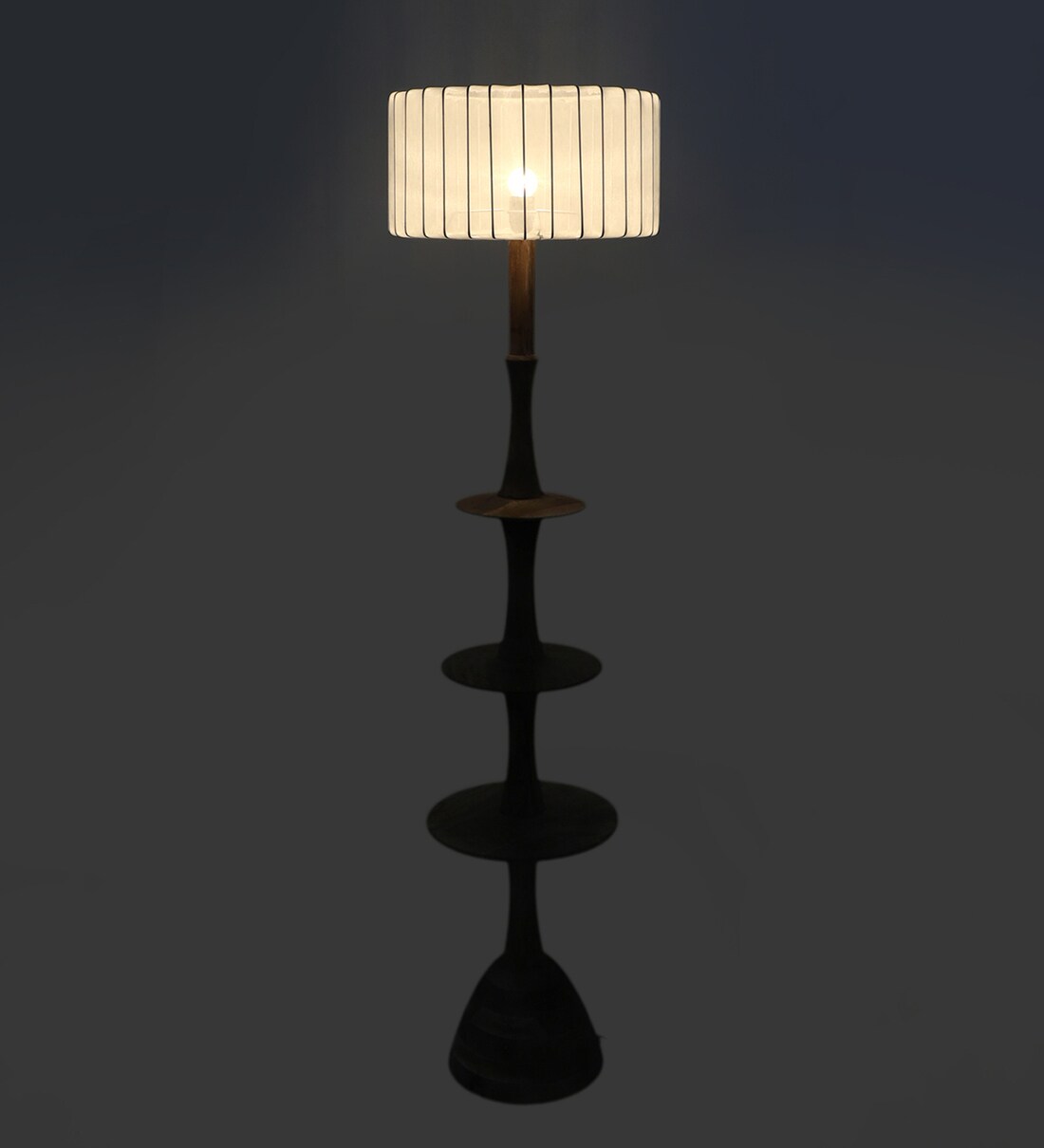 Buy White Shade Floor Lamp With Wood Base By Sapphire Online Club