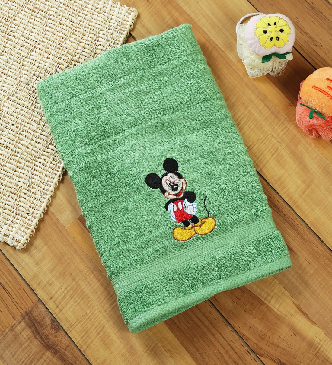 Buy Green 100 Cotton Embroidered 450 GSM Kids Bath Towel by Plush