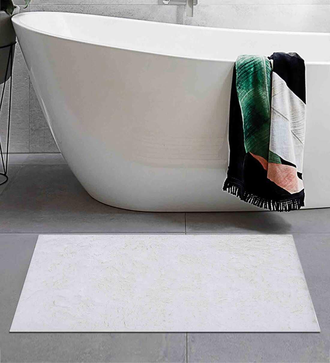 Buy White Solid Cotton AntiSkid Bathmat by Obsessions at 5% OFF by ...