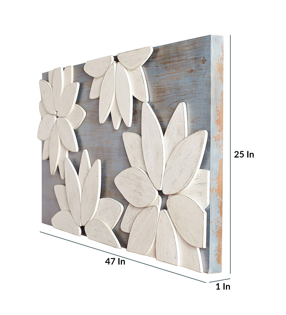 Buy White Mango Wood Flower Wall Art by Wooden Mood Online Wooden