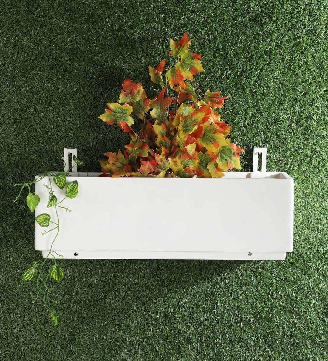 Buy White Wall Hanging Box Tray Planter (24 X 7 X 7) by Yuccabe Italia