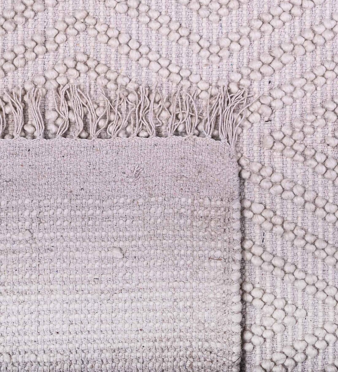 Buy White Wool Plain Solids 5 ft x 8 ft Hand Woven Carpet by