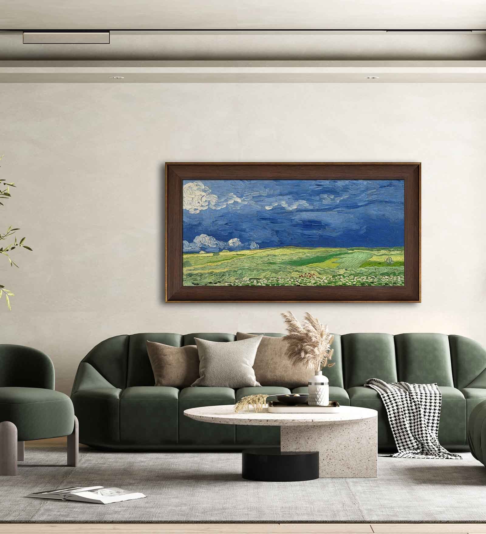 Wheatfield under Multicolour Canvas Framed Abstract Art Print