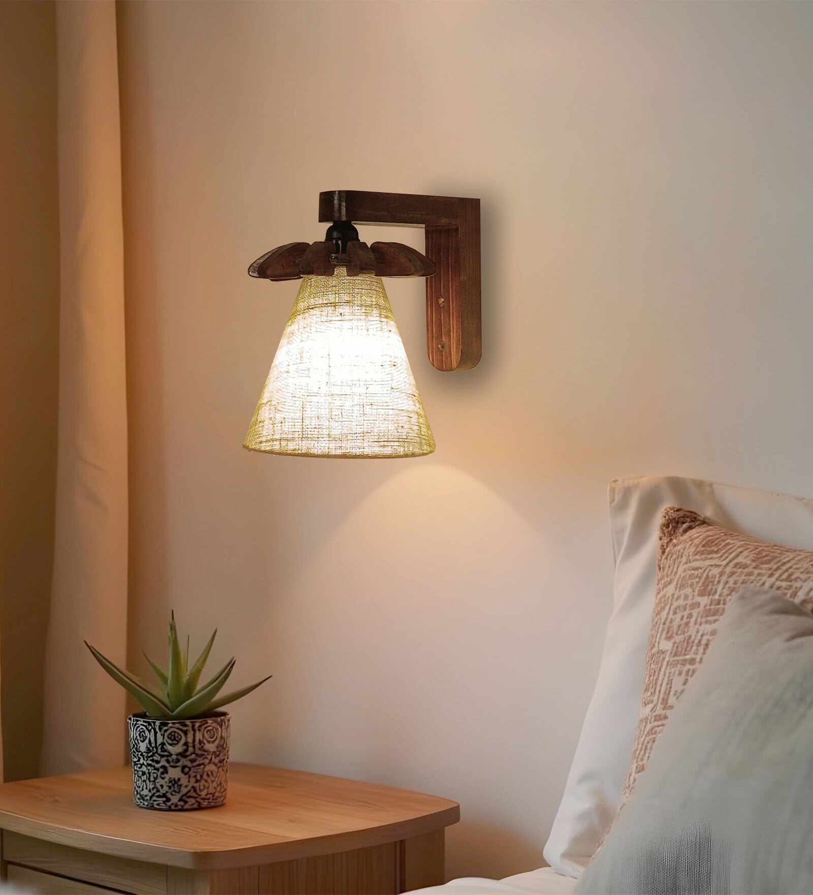 Whirl Brown Wooden Wall Light