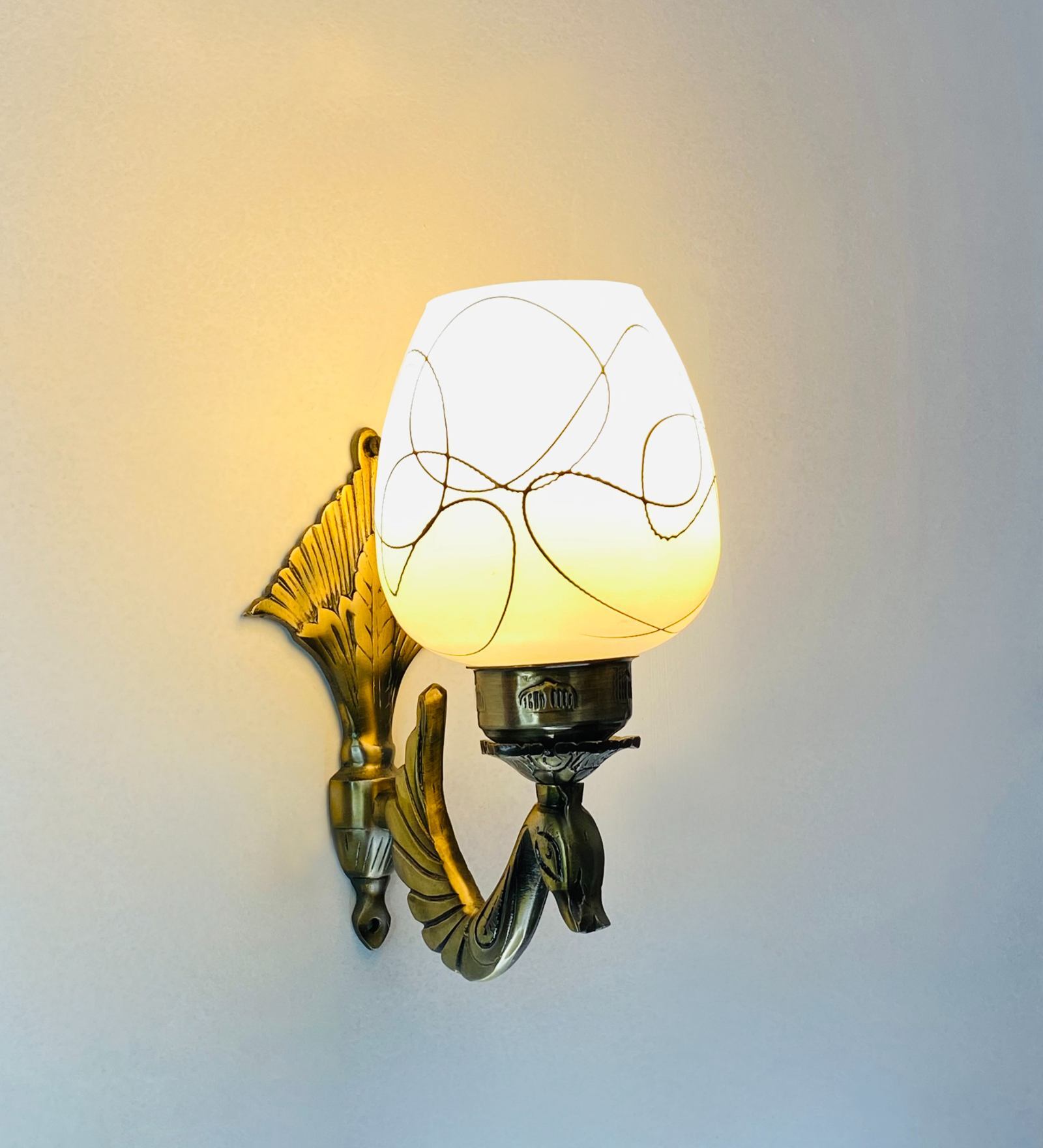 White & Black B22 holder Metal & Glass Uplight Wall Scone