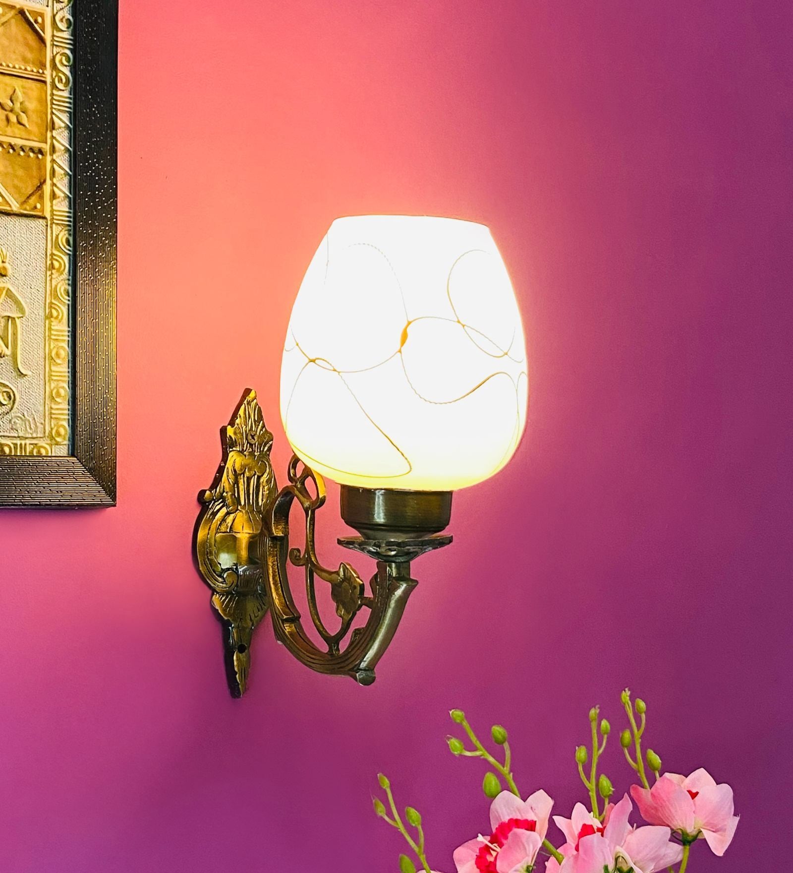 White & Black B22 holder Metal & Glass Uplight Wall Scone