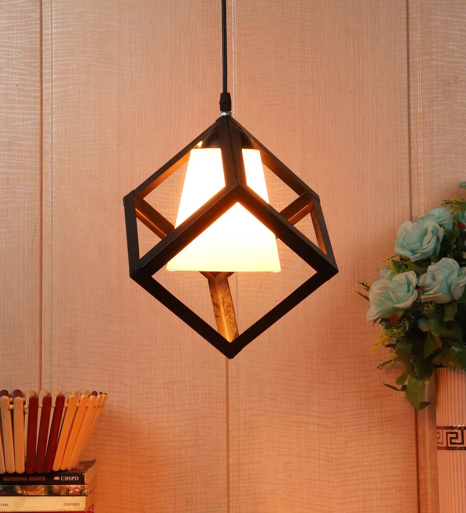 Hamilton White & Black Metal Hanging Light