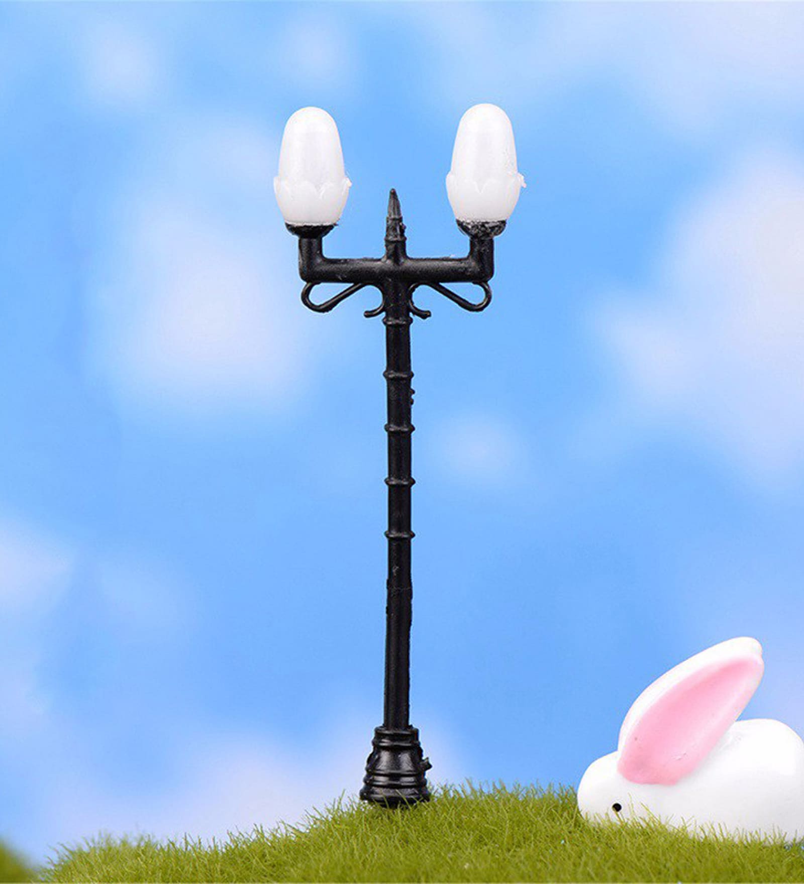 Buy White & Black Plastic Miniature Garden Toy Street Light Motif Set