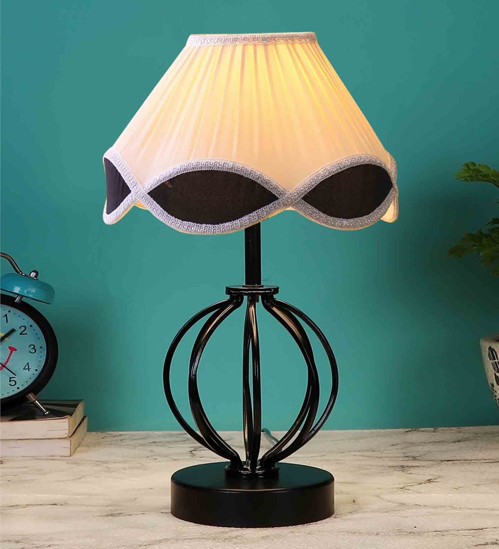 White & Black Shade Table Lamp With Shade Table Lamp With Iron Base