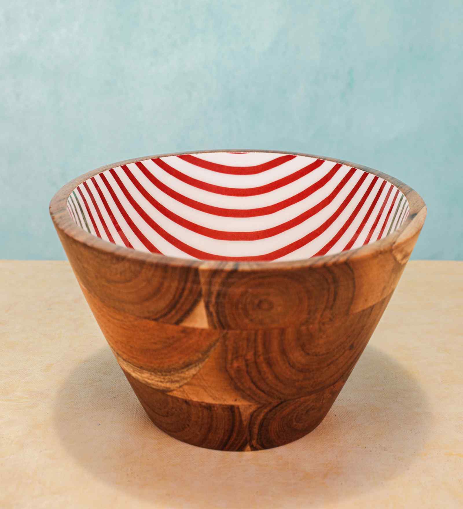 White & Brown Acacia Wood  Serving Bowls
