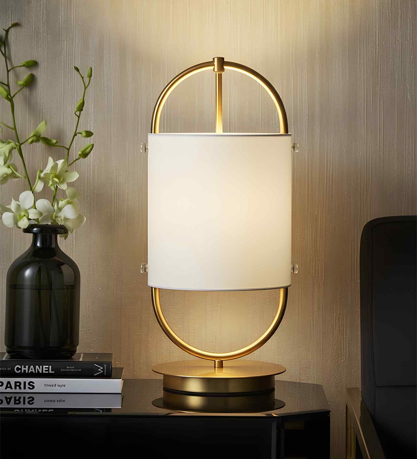 White & gold Glass & metal Aurora Halo glass Lamp