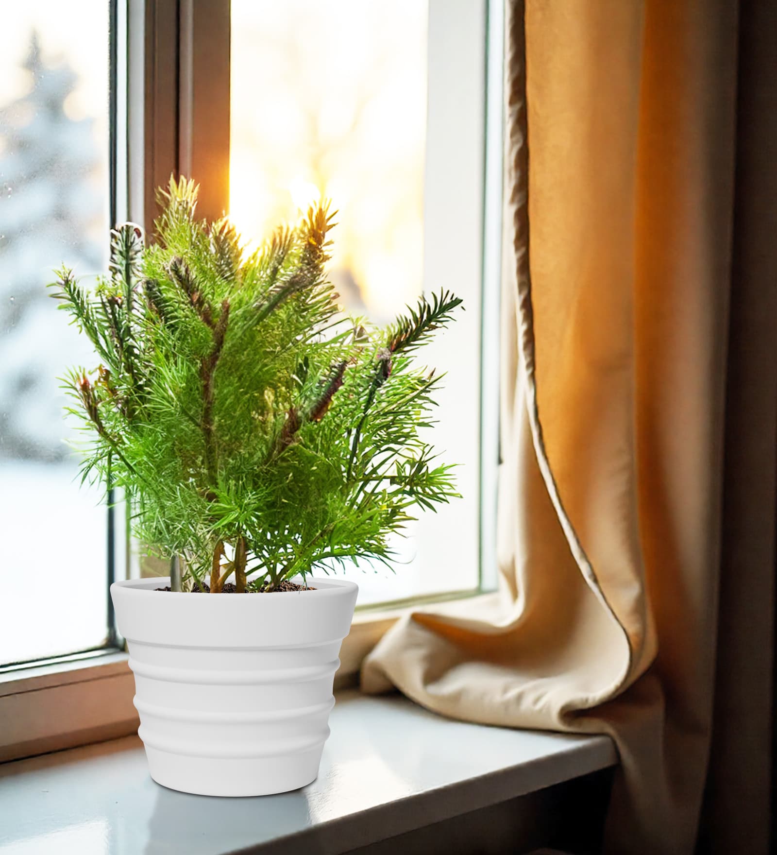 White BR Whte Round 12 Inches Planter