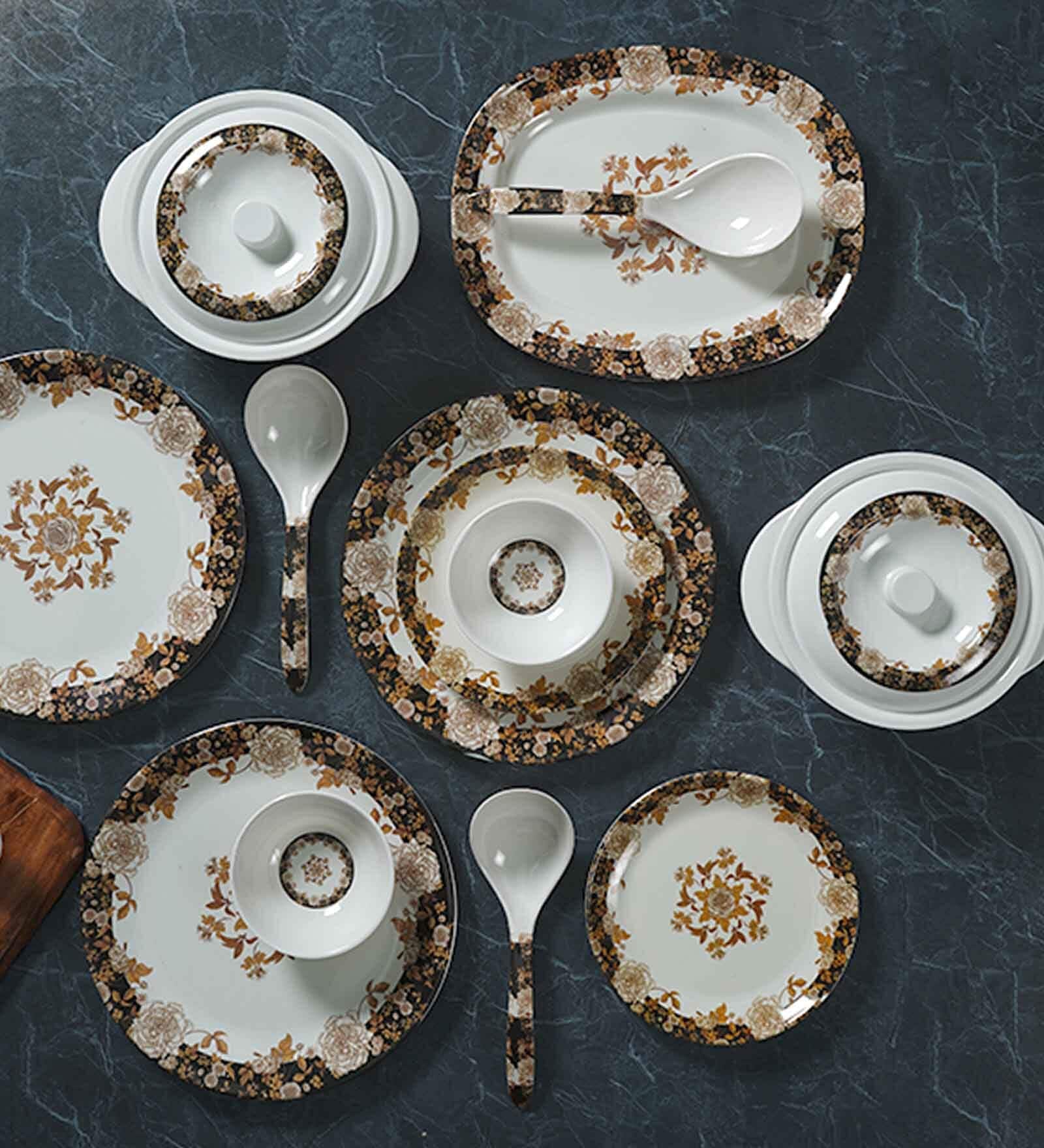 White  Melamine 33 Pcs Dinner Sets