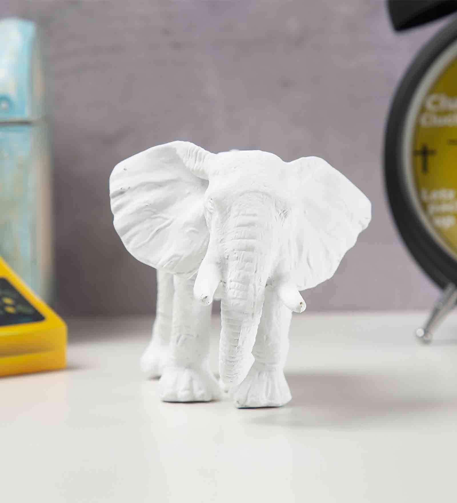 White  Polyresin Baby Elephant Figurine India Circus