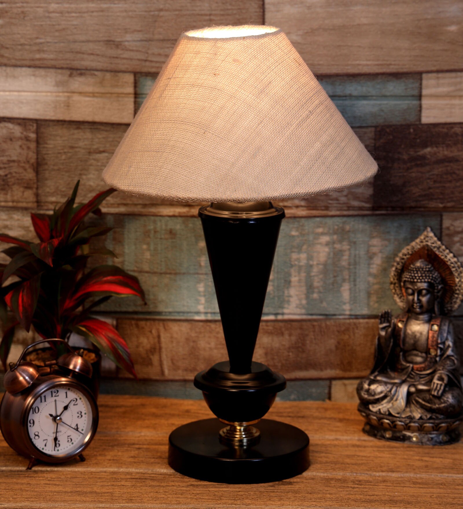 Beige Shade Table Lamp With Metal Base