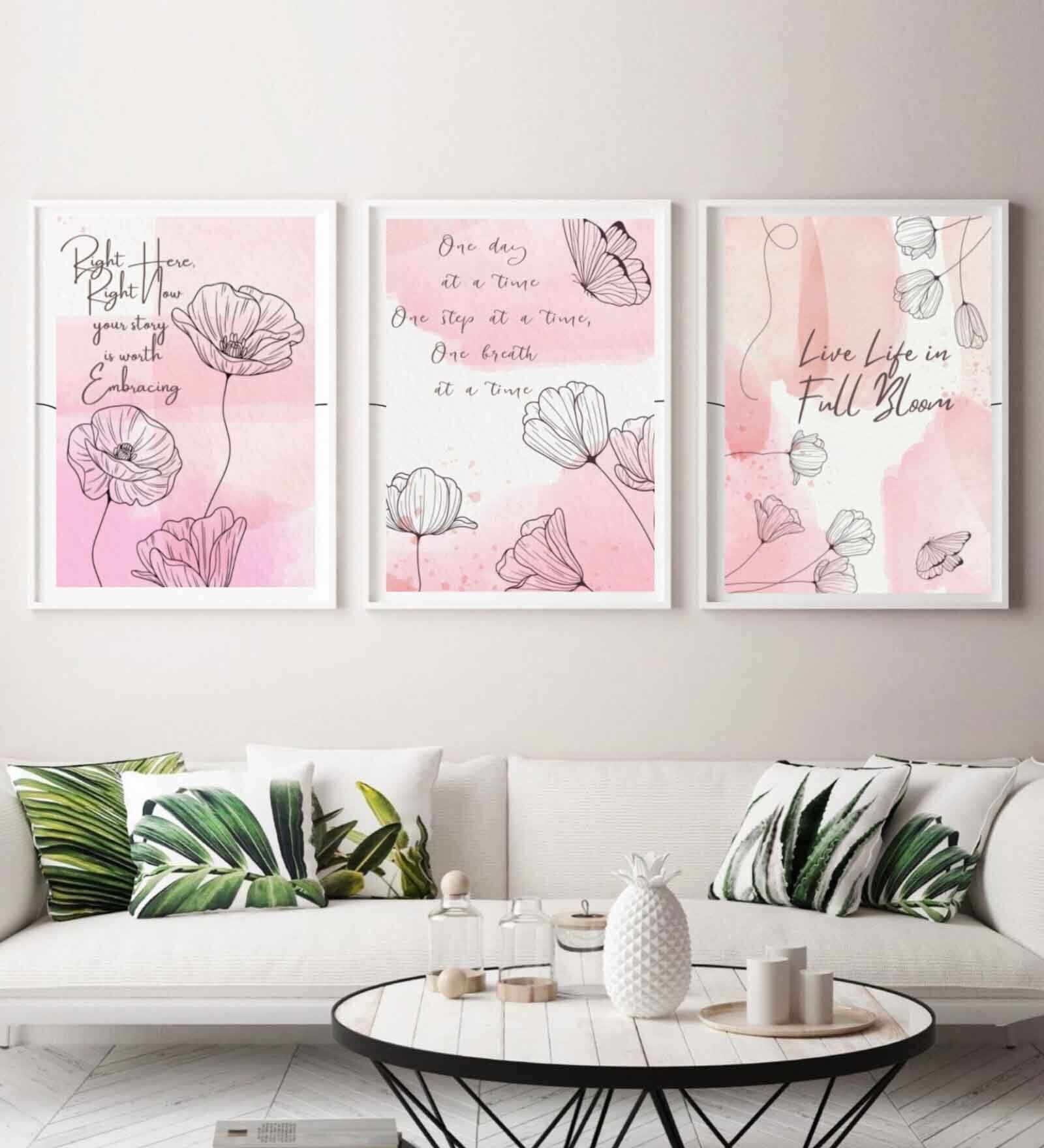 Western Type White Wood & MDF Framed Art Print Set of 3
