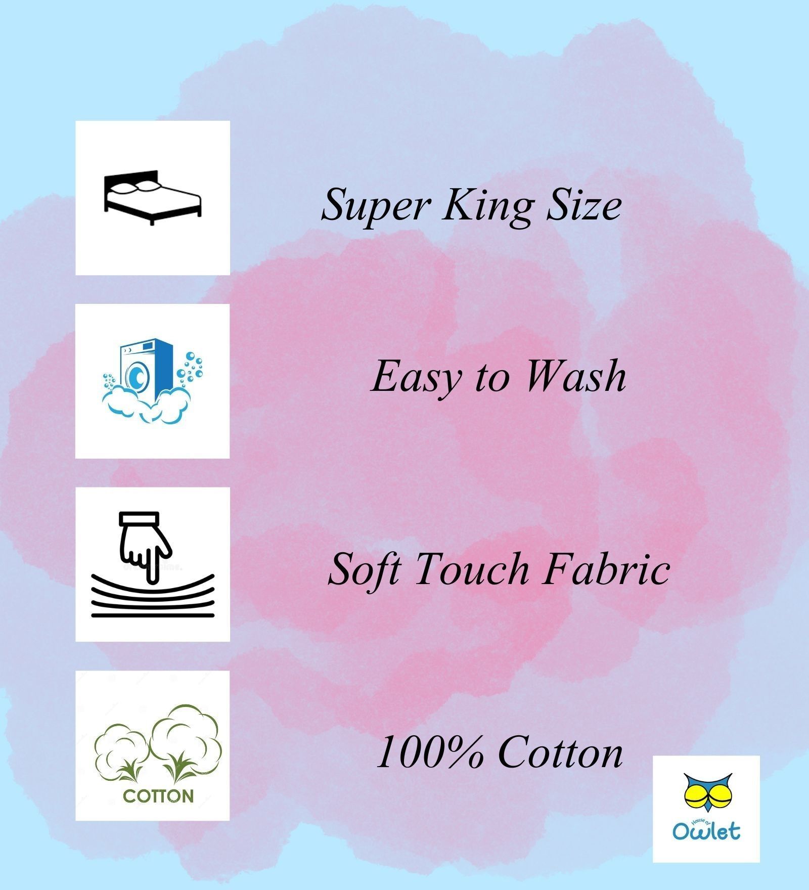 White 400TC  Solid Embroidery Superking Bedsheet with 2 Pillow Covers