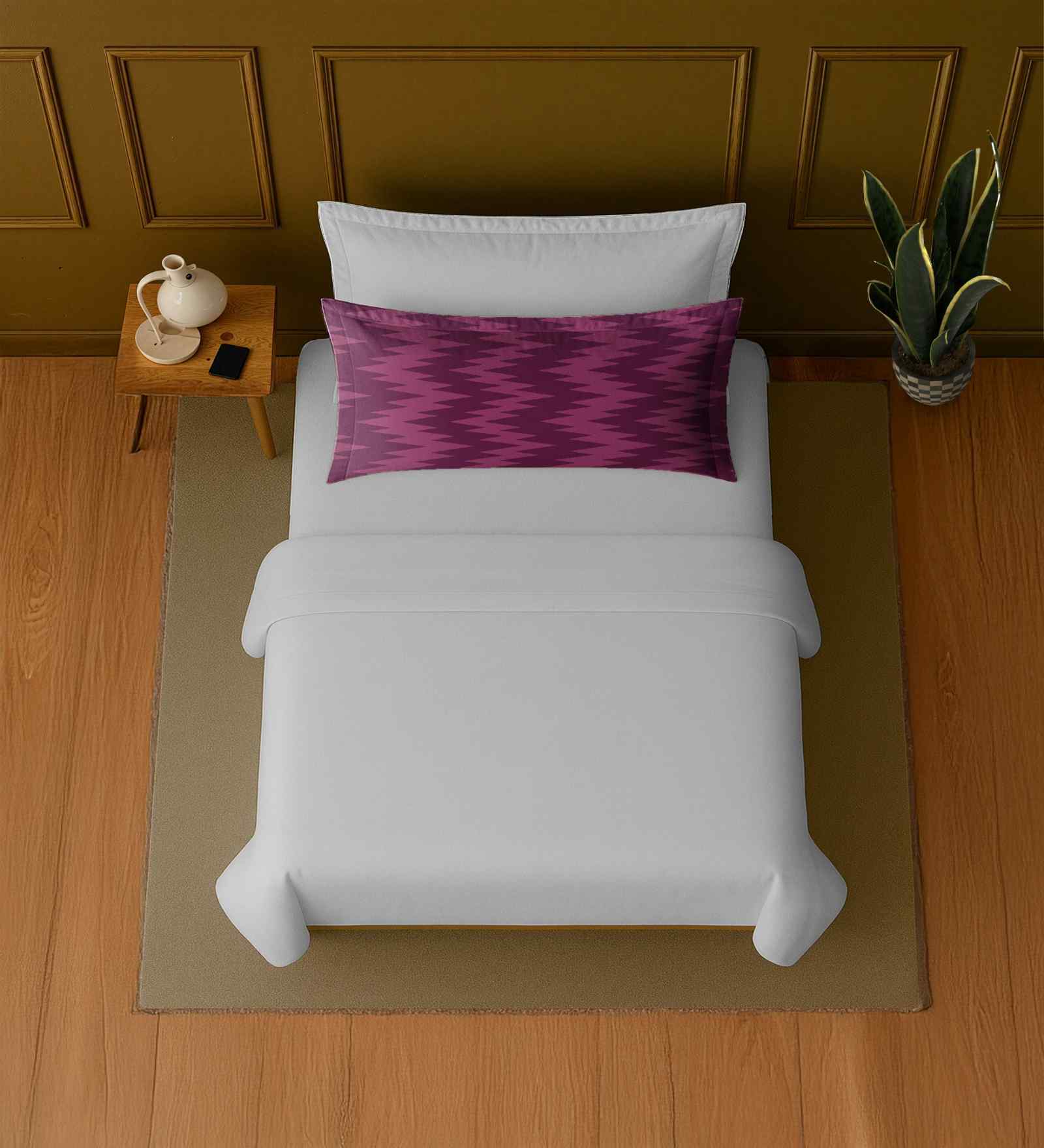 White 100% Cotton Single Bedsheet with 1 Pillow Cover