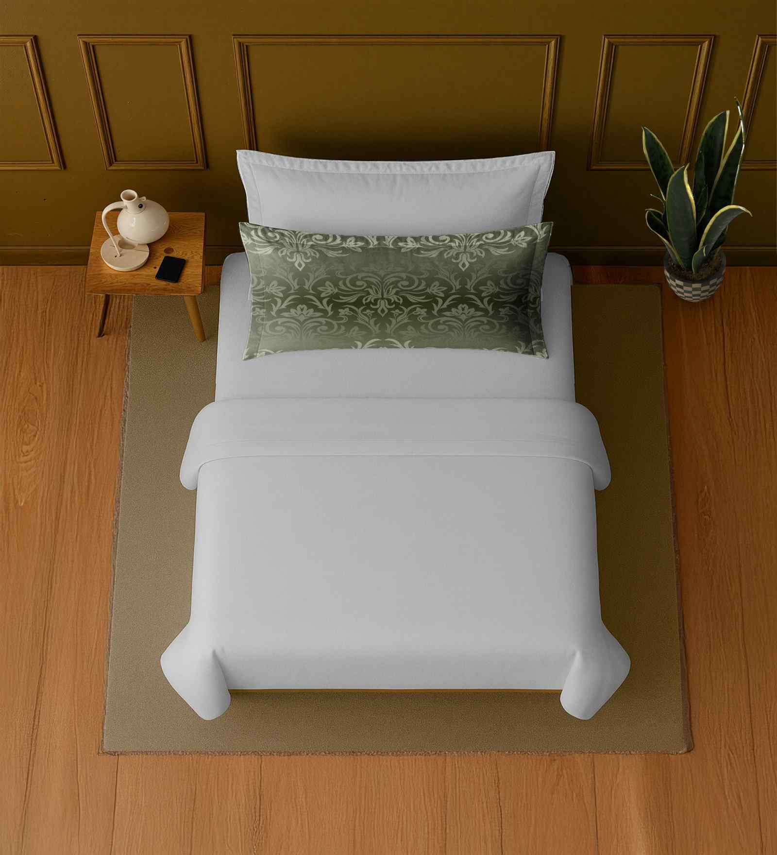 White 100% Cotton Single Bedsheet with 1 Pillow Cover
